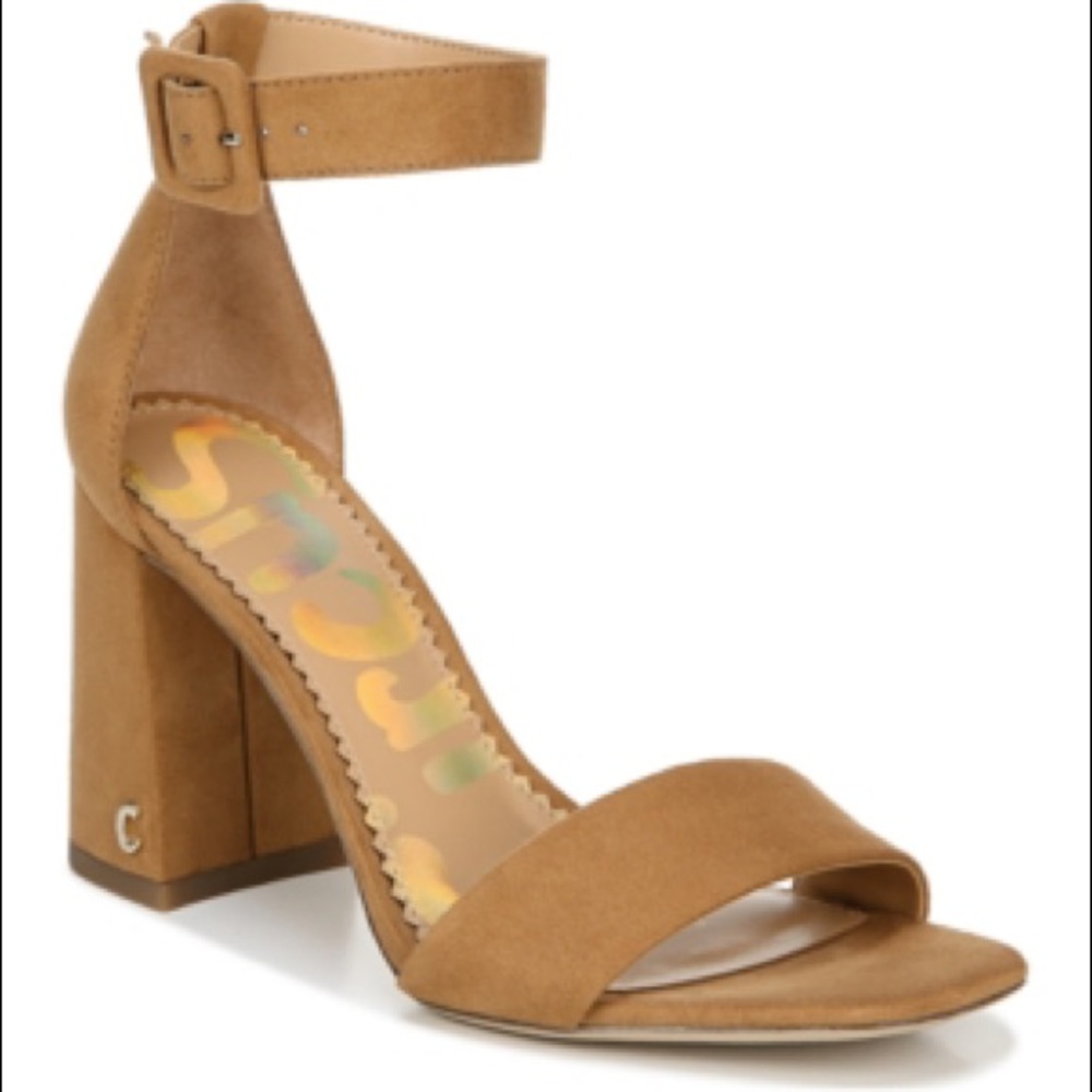 Sam Edelman tan high heel open toe